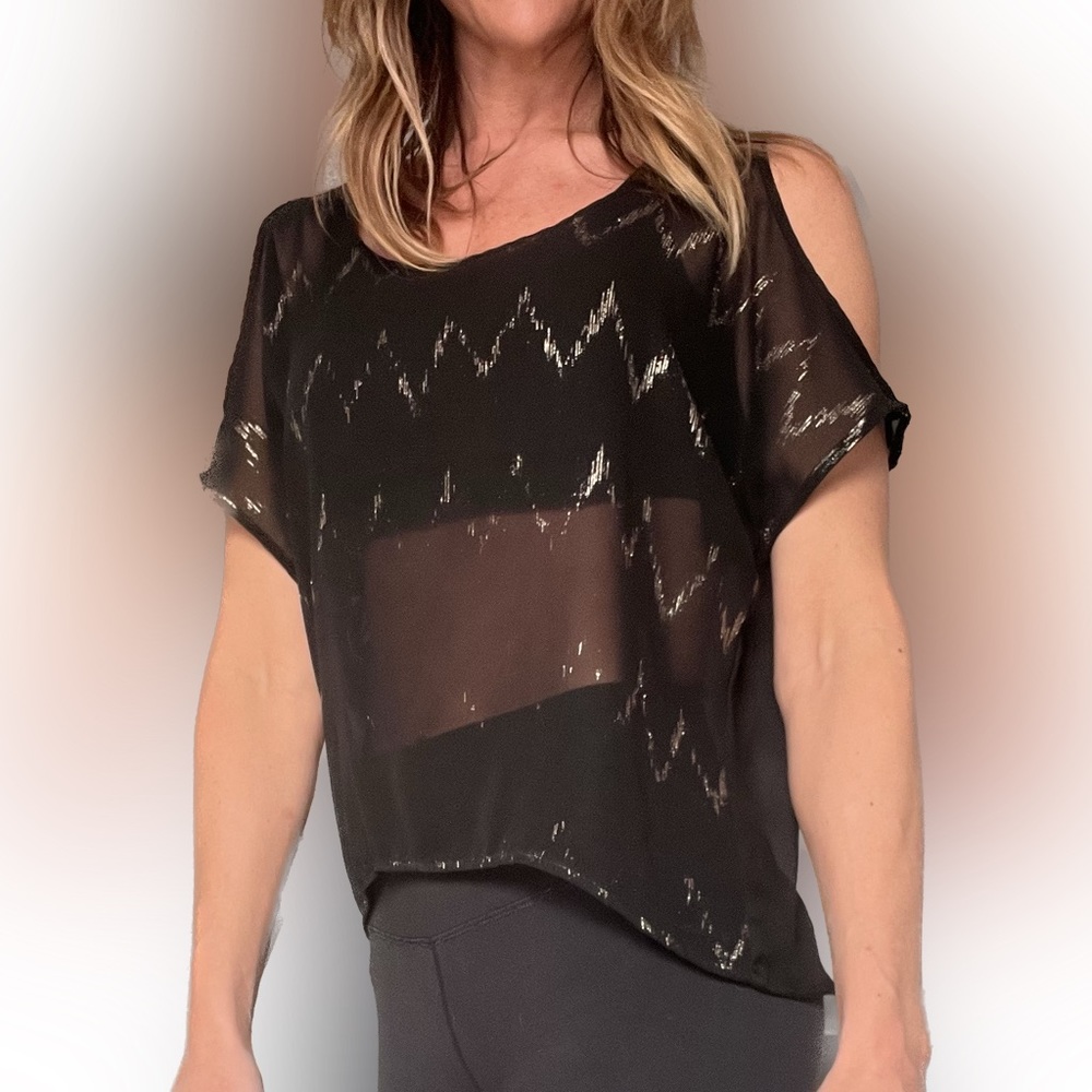 One Clothing sheer open shoulder shirt